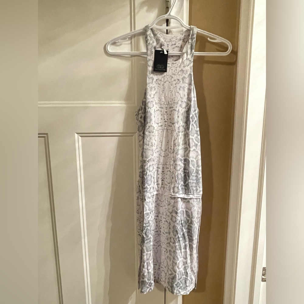 XS: Tart Collection Ladies dress.  White and grey snake pattern dress.